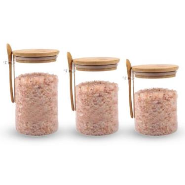 Imagem de Conjunto 3 Pote Vidro Tampa Bambu Com Colher - Wincy