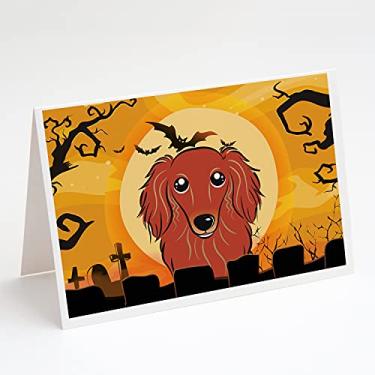 Imagem de Caroline's Treasures BB1772GCA7P Cartões de felicitações e envelopes Dachshund vermelho de pelo longo, pacote com 8, 7 x 5, multicolorido