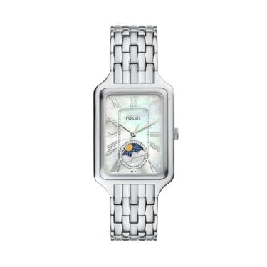 Imagem de Fossil Relógio feminino Raquel Sun Moon multifuncional de aço inoxidável, Prata
