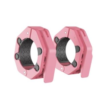 Imagem de UGPLM 2 peças halteu barbell clasp clipes de barbell lançamento rápido clipes de colarinho de trava de barragem para uso em casa, Rosa