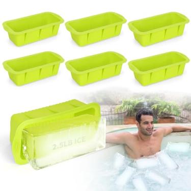 Imagem de Pacote com 6 moldes reutilizáveis de silicone para blocos de gelo, 6,8 kg, extra grande para banheiras de mergulho frio e banhos de gelo, bandejas gigantes para cubos de gelo seguros para freezer
