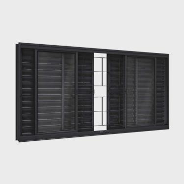 Imagem de Janela de Aço Veneziana com Grade Quadrada 6 Folhas 120x150cm Facilitá Lucasa