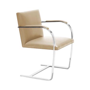 Imagem de Cadeira Brno Escritório Couro Sintético Bege Barra Chata Cromada Cor Bege