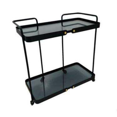 Imagem de Carrinho de Chá Metal Preto c Vidro Fino Design