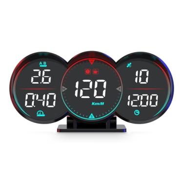 Imagem de SZITW Head Up Display para carros, Head Up Display universal de 5 polegadas, velocímetro digital com bússola de velocidade Direção Fadiga Lembrete de condução Distância de condução Altitude Alarme de