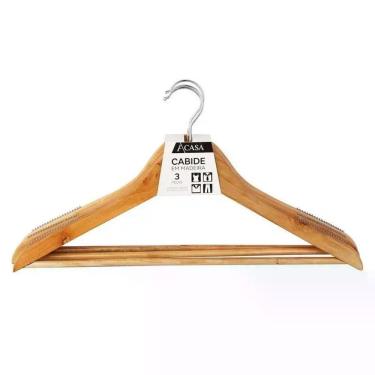 Imagem de Kit Cabide Madeira Antiderrapante c/3 Peças - A\CASA