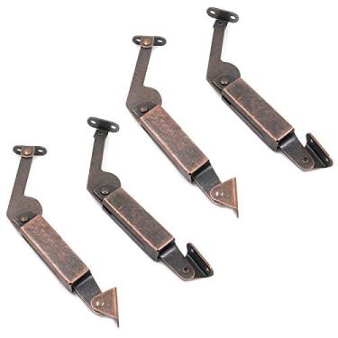 Imagem de Dobradiças de tampa de ferro Tulead – Conjunto de 2 dobradiças de armário com suporte de tampa de mola (esquerda + direita) com parafusos de montagem