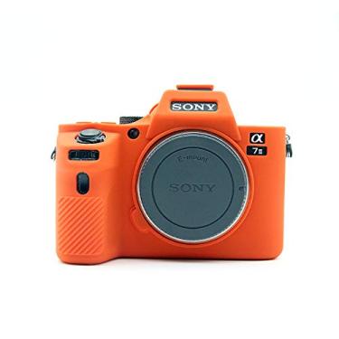 Imagem de Capa para Sony A7II, BolinUS Fullbody Ultrafina, leve de borracha, capa de silicone macio para Sony Alpha A7ii A7R2 A7Rii A7sii, Laranja