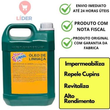 Imagem de Galão de 5 Litros Oleo de Linhaça Impermeabiliza Madeiras e Evita Cupi