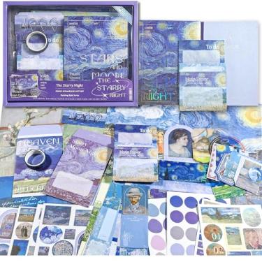 Imagem de LCLAIDYDY Scrapbooking Supplies Kit,Vintage Van Gogh Oil Painting Aesthetic Scrapbook Kit,Bullet Junk Journal,A6 Grid Notebook,Journaling DIY Craft Gift for Teen Girl Women