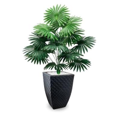 Imagem de Palmeira Leque Grande Planta Artificial + Vaso Decorativo Enfeite Sala Decoração Casa