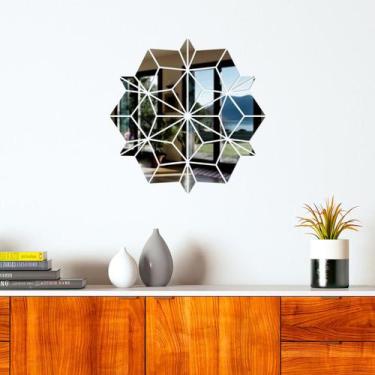 Imagem de Espelho Decorativo Mandala Sol Prata - Inove Papéis de Parede