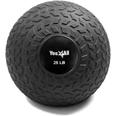 Imagem de Yes4All Bola de arremesso de 11,3 kg, bola de medicamento para força e treino de Crossfit – Bola de exercícios com aderência e revestimento de borracha durável (11,3 kg, preta)