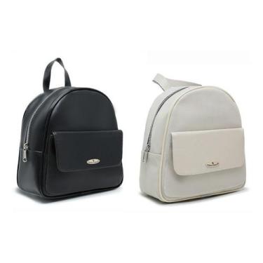 Imagem de Mochila Feminina Pequena Para Passeio Kit 2peças - NoBrand, Preto, Off