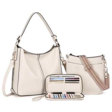 Imagem de Conjunto de bolsas BAVERGE para mulheres, 3 peças de couro com carteir