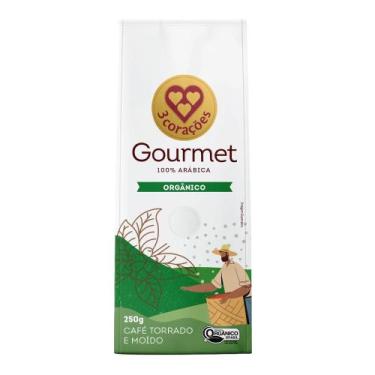 Imagem de Café Torrado e Moído Orgânico Gourmet 3 Corações Pacote 250g