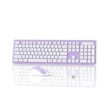 Imagem de Combo de teclado e mouse sem fio – teclado silencioso de escritório de 2,4 GHz e mouse sem fio – teclado ergonômico de tamanho completo de 104 teclas para laptop, computador, PC, notebook (tamanho