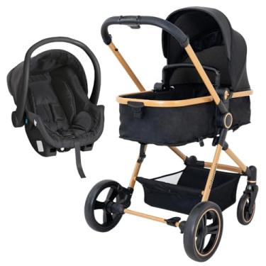 Imagem de Galzerano Carrinho de Bebê Ivy, Preto e Dourado + Bebe conforto