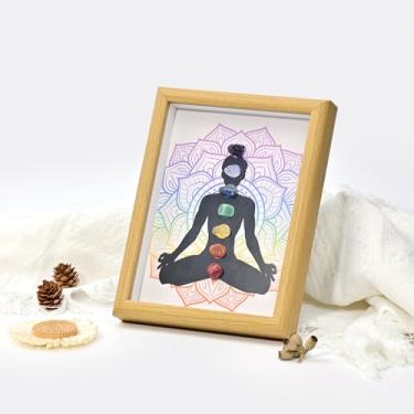 Imagem de Thanks Nature Mandala Meditação 7 Chakras Cristal Pedra de Cura Pintura Decorativa com Moldura Arte de Parede Decoração de Casa Desejando Arte de Cristal para Espaços de Cura