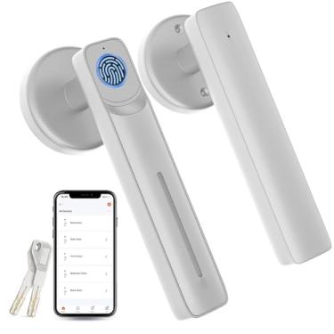 Imagem de Fechadura de porta de impressão digital com aplicativo inteligente maçaneta de porta de impressão digital fechadura biométrica fechadura de porta de entrada sem chave com Tuya para casa/quarto