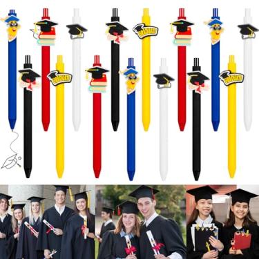 Imagem de GCTWFYK 15 peças de canetas esferográficas de graduação classe de 2025 presentes a granel, boné de formatura caneta de presente para lembrancinhas de festa, ensino médio, universidade, graduados