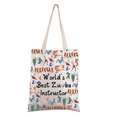 Imagem de FEELMEM Zumba Teacher Gift Zumba Instructor Gift World's Best Zumba Instructor Tote Bag Zumba Dance Teacher Appreciation Gift, Bege, One Size