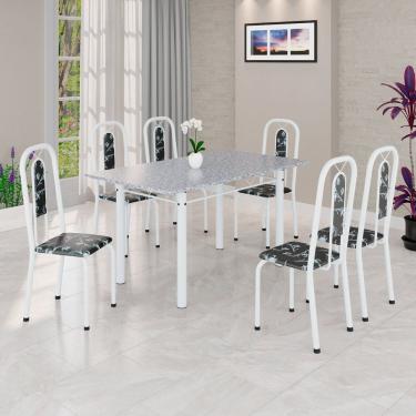 Imagem de Conjunto Sala de Jantar com 6 Cadeiras Lívia Preto / Branco