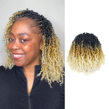 Imagem de GIX Yanky Twist Crochê Cabelo - 6" 8 Pacotes (240 Fios/Peças) 3 Tons Ombré Loiro Pré-Trançado Fofo Primavera Mini Bob Curto Passion Twist, Tranças Trançadas (6", Ot27/613-8P)