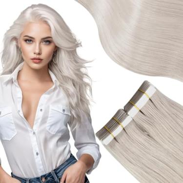 Imagem de Moresoo Tape In Hair Extensions Loiro Humano 12" Moda Branca Cola Real Curta 20Pcs/30G #60A