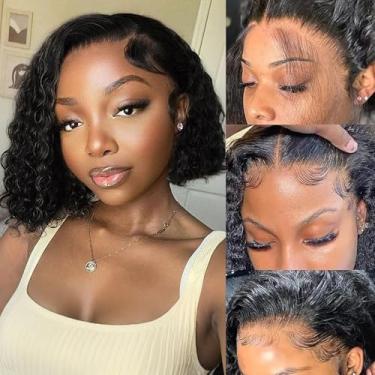 Imagem de Espive Peruca De Cabelo Humano Com Ondas Profundas 8 Polegadas, Renda Frontal 13X4, Densidade 200%, Perucas Curtas Para Mulheres Negras, Linha Capilar Natural, Sem Cola, Cacheada Baby Hair