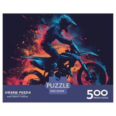 Imagem de Quebra-cabeça de motocicleta cross-country 500 peças para adultos divertido educativo alívio de estresse decoração de casa brinquedo desafio de jogo intelectual educacional 500 peças (52 x 38 cm)