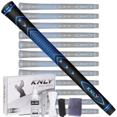 Imagem de KNLY Conjunto De 13 Grips Golfe - Tacos Borracha Alta Tração E Feedback Com Desempenho Antiderrapante Para Todas As Condições Climáticas, Kits Reparo Fitas Escolher. (Kit Preto Azul-Pro (13 Grampos)