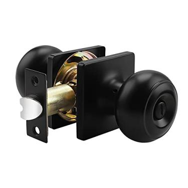 Imagem de Probrico Maçaneta preta para cama/banheiro, maçaneta para porta de privacidade, fechadura interna para banheiro com roseta quadrada, 1 pacote