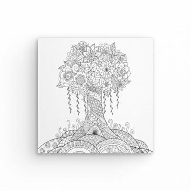 Imagem de Tela Para Pintura Infantil Colorir Pintar Canvas 20x20cm (Árvore)