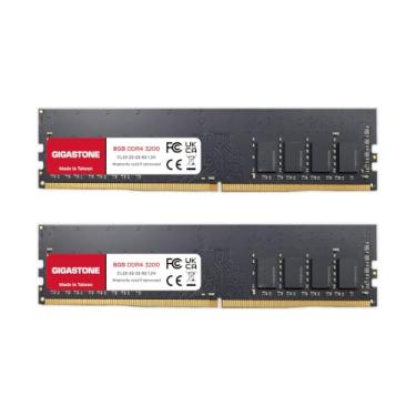 Imagem de 【RAM DDR4】 Kit GIGASTONE de 16 GB (2 x 8 GB) DDR4 3200 MHz (2933 MHz ou 2666 MHz) PC4-25600 (PC4-23400/21300) CL22 1,2 V UDIMM 288 pinos sem buffer, sem buffer, sem ECC, atualização de memória de