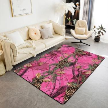 Imagem de Tapete de área infantil de camuflagem rosa, ramos de árvore morta, rústica, tapete de entrada, para meninos e meninas, caça selvagem, aventura, fazenda, tapete antiderrapante, sofá camuflado