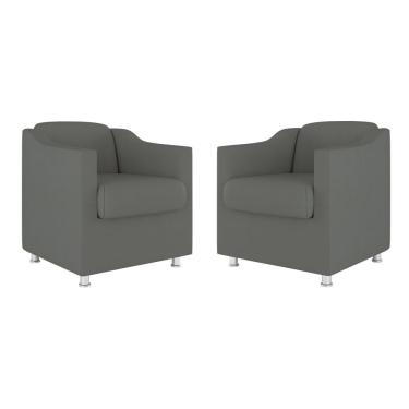 Imagem de Kit 02 Cadeiras Poltronas Decorativas Recepção Clinica Suede Cor:cinza