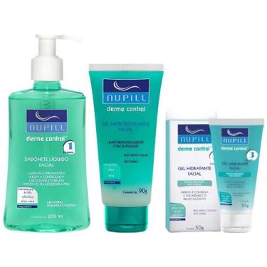Imagem de Kit Sabonete Liquido Facial + Gel Esfoliante + Gel Hidratante Nupill D