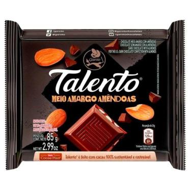Imagem de Chocolate Garoto Talento Meio Amargo com Amêndoas 85g - Embalagem com 