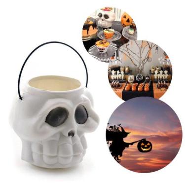 Imagem de Mini Balde Cranio Esqueleto Caveira Decoração De Halloween - Pais e fi