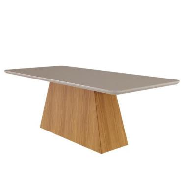 Imagem de Mesa De Jantar 8 Lugares 2,10m Helena Nature/Off White Cimol, Nature/O