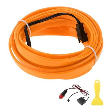 Imagem de A ABSOPRO Cabo de fio EL de 4 m LED que brilha na faixa de iluminação interior do carro luz neon flexível para decoração de carro isqueiro (12 v) amarelo