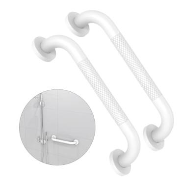 Imagem de Pacote com 2 barras de apoio para chuveiro de 40,64 cm - 3,25 cm de diâmetro, cabo de barra de aço inoxidável branco ZUEXT para banheiro, barra de equilíbrio de banho, suporte de trilho de mão de