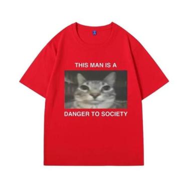 Imagem de Camiseta Engraçada De Gato Meme De Grandes Dimensões, Masculina, Femin