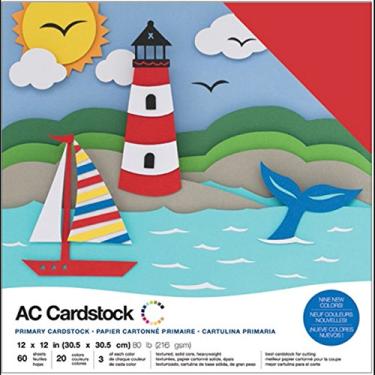 Imagem de American Crafts Pacote sortido Primário 60 folhas de cartolina de 30,5 x 30,5 cm