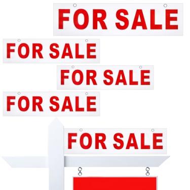 Imagem de Wonderjune 5 peças de placas de piloto de imóveis para venda banner de piloto 61 x 15 cm plástico pré-perfurado à prova d'água dupla face suprimentos imobiliários para proprietário garagem carro