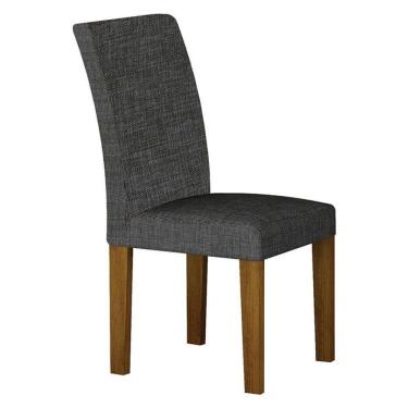Imagem de Cadeira Para Mesa De Jantar Napoli Mdf Freijó Linho Chumbo - Leifer Móveis