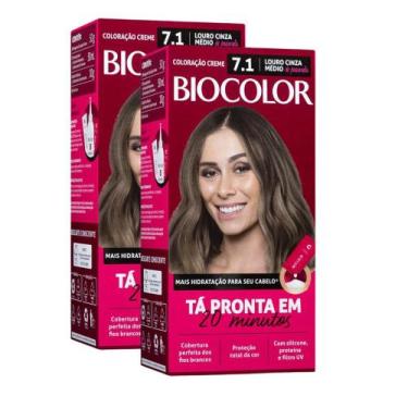 Imagem de Kit 2 Tintura de Cabelo Biocolor Louro Cinza Médio de Passarela 7.1