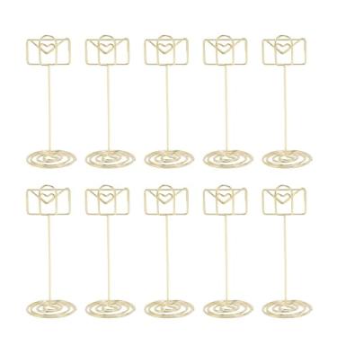 Imagem de HEEPDD 10pcs Titulares de Tabela Clipes de Cartão de Metal Envelope Stands de Ferro para Festas de Casamento Restaurante Banquet Buffet Eventos de Negócios Com Base Robusta Clipe Forte (Dourado)