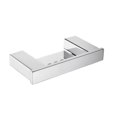 Imagem de Conjunto de banheiro cromado SUS304 - Suporte para escova de papel higiênico com gancho para roupão | 4 peças de aço inoxidável, saboneteira B